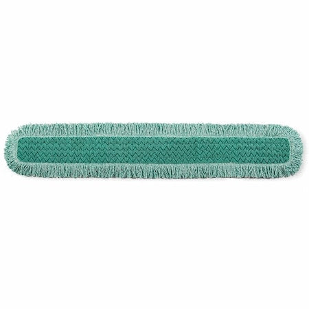 48 in L Dust Mop, Hook-and-Loop Connection, Fringe End, Green, Microfiber