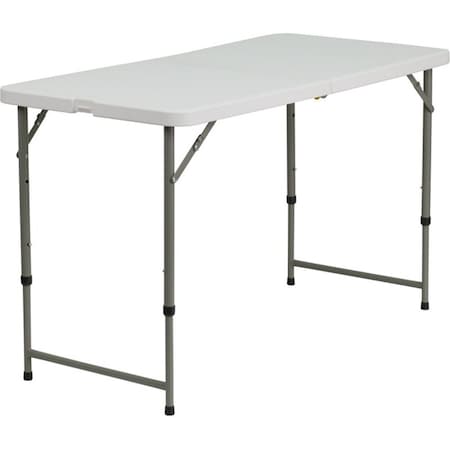 Rectangle Wh 24X48 Plastic Fold Table, 23.75" W, 47.75" L, 29.25" H, Plastic Top, White