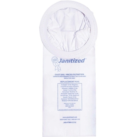 Filter Bag, Proteam 10Qt. 100331, PK10, 2-ply, Micro Filter, 10 PK
