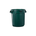 BRUTE 10 gal Round Heavy Duty Plastic Can, Dark Green, None, Plastic, Not Applicable