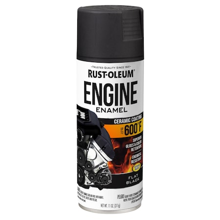 Automotive 600 Degrees F Engine Enamel Spray, Black, Flat, 11 oz