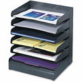 Desk Tray, Black, Steel, 12 in W, 9 1/2 in L, 13 1/4 in H, 6 Number of Compartments