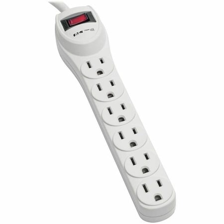 Outlet Strip, Surge, 6 5-15R, 5-15P, 2 ft., Light Gray