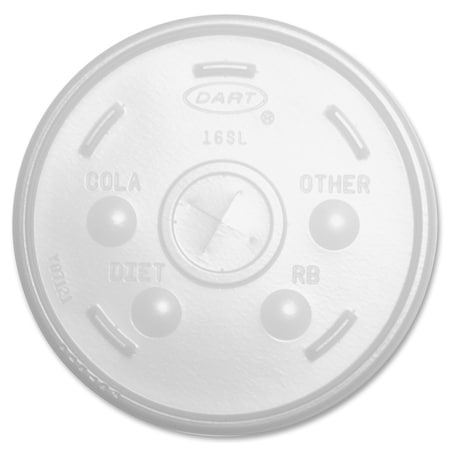 Lid for 12 to 24 oz. Hot/Cold Cup, Flat, Identification Buttons, Straw Slot, Clear, Pk1000