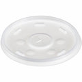 Lid for 6 to 14 oz. Hot/Cold Cup, Flat, Identification Buttons, Straw Slot, Clear, Pk1000