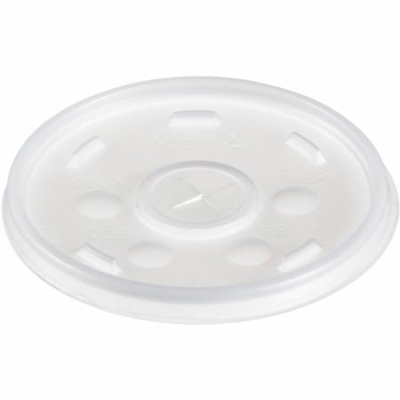 Lid for 6 to 14 oz. Hot/Cold Cup, Flat, Identification Buttons, Straw Slot, Clear, Pk1000
