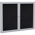 Enclosed Rubber Bulletin Board 36"x48", 2 Hinged Door, Black