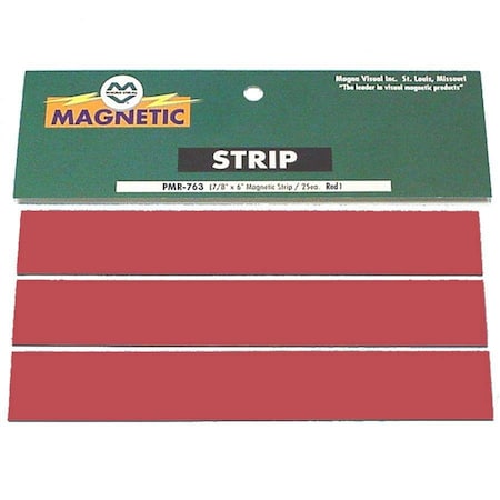 Magnetic Strips, Pre-Cut, 6 in., Red, PK25