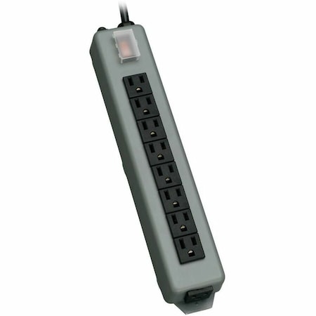 Outlet Strip, Industrial, 9 5-15R, 5-15P, 15 ft., Gray