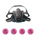 Half Mask Respirator Kit: 4 Cartridges Included, Nuisance Organic Vapor, P100 Filter, Size M