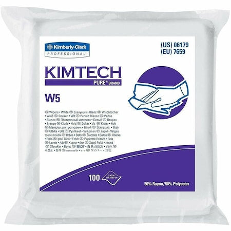 Kimtech Pure W5 Dry Wipes, 9 in x 9 in, 40 wipes / pack, 10 packs / case, 400 wipes / case