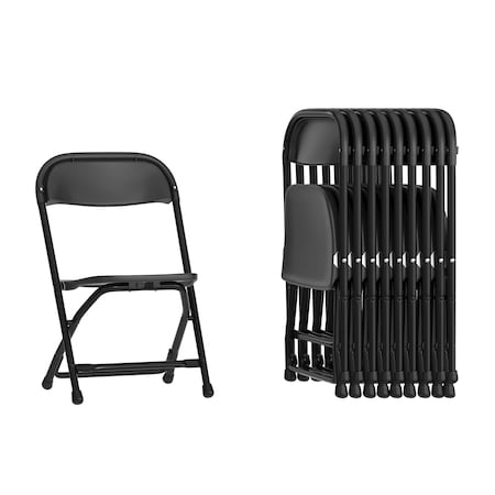Kids Black Plastic Folding Chair, PK10