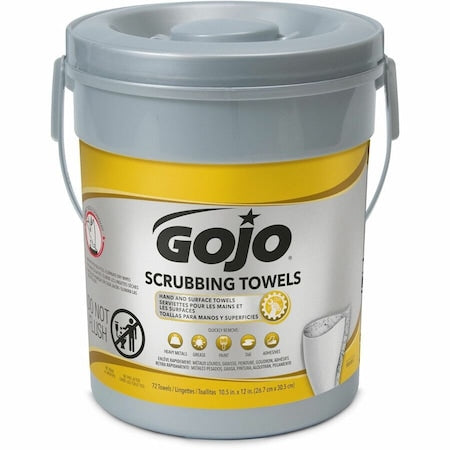 Hand and Surface Scrubbing Towels, Bucket, 72 Wipes per Container, Citrus, Moisturizing, Gray