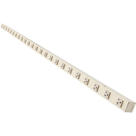Power Strip, Vertical Basic, 5-15R, Hardwired, 0 ft., Beige