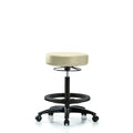 Vin Stool without Back-High Bench Ht with Black Foot RingandCasters in Adobe White Trailblazer Vin