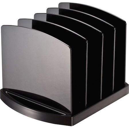 File Holder, Black, Plastic, 9 3/8 in W, 8 in L, 6 3/8 in H, 8" D, 7 Number of Compartments