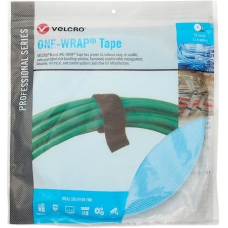 Reclosable Fastener, No Adhesive, 75 ft, 1/2 in W, Black