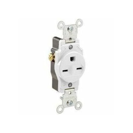 Straight Blade Receptacle, 6-15R, 15 A, 250V AC, 2 Pole, 3 Wire, Flush Mount, Grounded