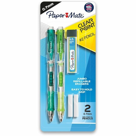 Pencil Set, Assorted Barrel, Round, PK2