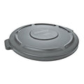 Brute Trash Can Top, Round, Flat, Fits 44 gal Container Cap, 24 1/2 in Dia, Gray