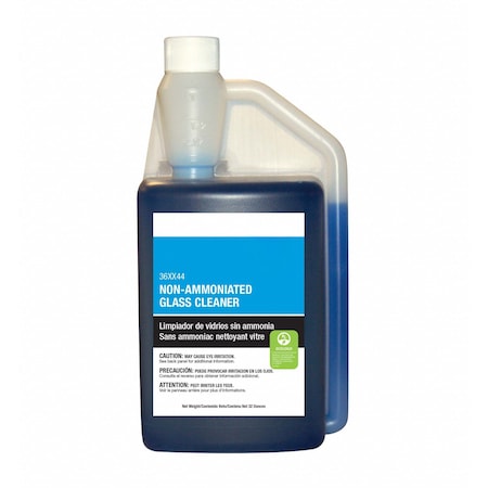 Liquid Glass Cleaner, 1 qt., Blue, Unscented, Bottle