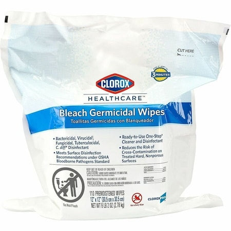 Germicidal Disinfecting Wipes, 12 x 12", 2 Pack, 110 Wipes/ Pack