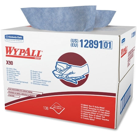 WypAll Power Clean X90 Ultra Duty Cloths (12891), Wipes BRAG BOX, Blue Denim, 1 Box / Case