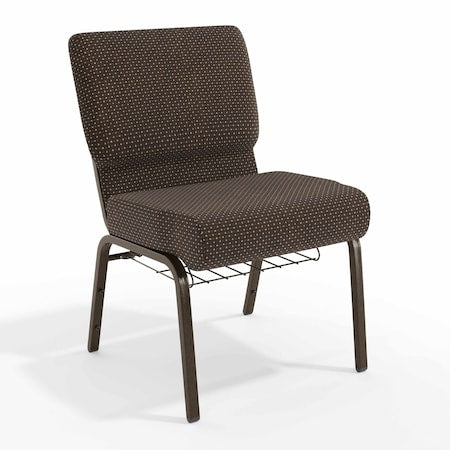Hercules Church Chair, Brown Back, 21-1/4 in W 25" L 33" H, Fabric Seat