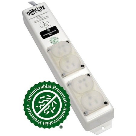 Outlet Strip, Surge, Hospital Grade, 4 5-15R-HG, 5-15P-HG, 6 ft., White