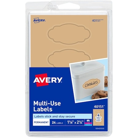 Oval Scroll Labels, Permanent Adhe, PK24