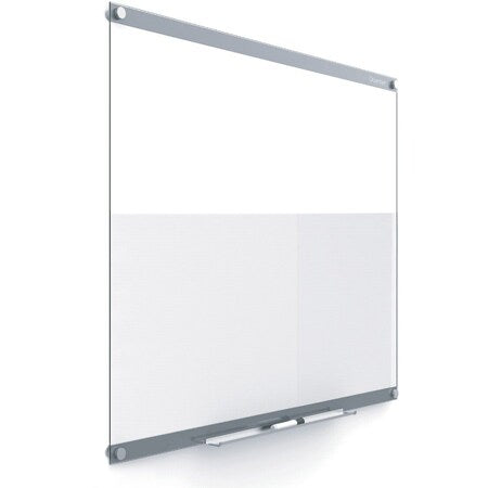 Dry Erase Board, Glass, 36 in, 48 in, No Frame Frame, White, Gloss