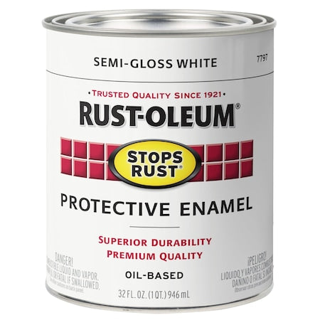 Interior/Exterior Paint, Semi-Gloss, White, 1 qt