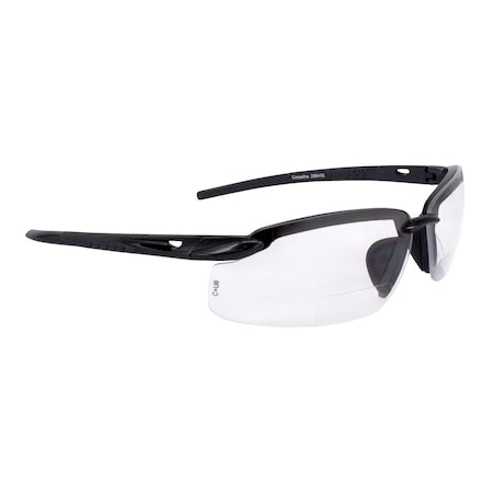 Bifocal Safety Glasses, Pearl Gray Clear Lens, Anti-Scratch Coating