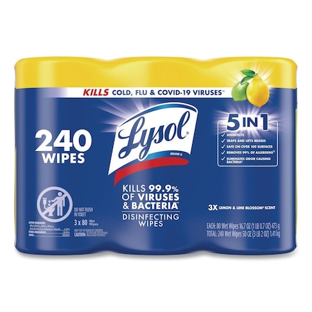 Disinfecting Wipes, Canister, Lemon and Lime Blossom, White, 3 PK