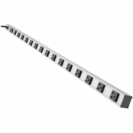 Outlet Strip, 16 5-15R, 5-15P, 15 ft., Silver