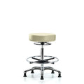 Vin Stool without Back Chr-High Bench Ht with Chr FR and Stat Glides in Adobe White Trailblazer Vin