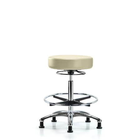 Vin Stool without Back Chr-High Bench Ht with Chr FR and Stat Glides in Adobe White Trailblazer Vin
