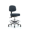Vin Stool with Back Chr-Med Ben Ht with Seat Tilt, ChrFR, andStat Glides in Imp Blue Trailblazer Vin