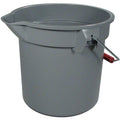 3 1/2 gal Round Bucket, 11-1/4 in H, 12 in Dia, Gray, Plastic