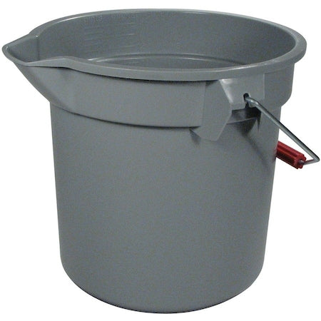 3 1/2 gal Round Bucket, 11-1/4 in H, 12 in Dia, Gray, Plastic
