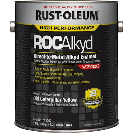 Interior/Exterior Paint, High Gloss, Oil Base, Yellow (Old Caterpillar), 1 gal