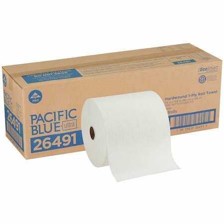 Pacific Blue Ultra Hardwound Paper Towels, 1 Ply, Continuous Roll Sheets, 1150 ft, White, 3 PK