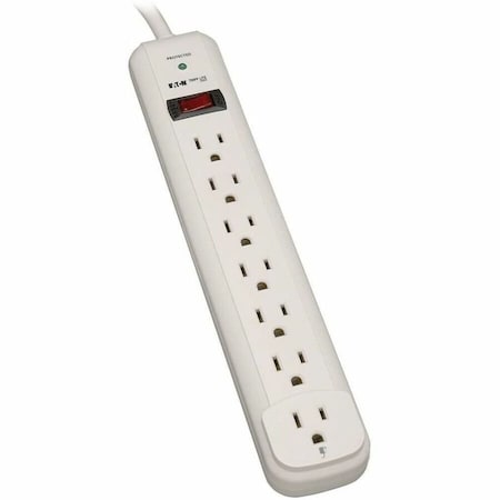 Outlet Strip, Surge, 7 5-15R, 5-15P, 12 ft., Light Gray