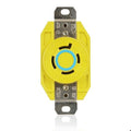 Flanged Locking Receptacle, L15-20R, 20 A, 250V AC, Three Phase, 3 Pole, Flush Mount, Yellow