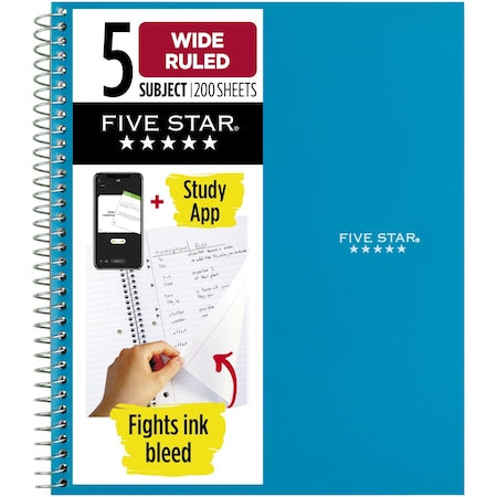 Spiral Notebook Plus Study App, 5 Sub, W