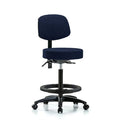 Rutledge Fabric Stool with Back - High Bench Height with Black Foot Ring and Casters in Navy Fabric