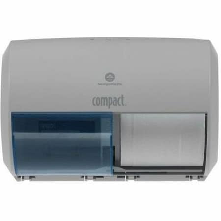 Toilet Paper Dispenser, Compact, Horizontal Double Roll, Coreless, Wall Mount, Gray