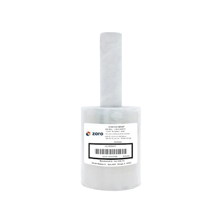Hand Stretch Wrap, 5 in W x 1, 000 ft L, 80 ga, Clear, 1 Roll
