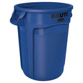 BRUTE 32 gal Round Heavy Duty Plastic Can, Blue, None, Plastic, Not Applicable