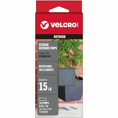 Reclosable Fastener Shapes, Rubber Adhesive, 4 in, 1 in W, Gray, 10 PK